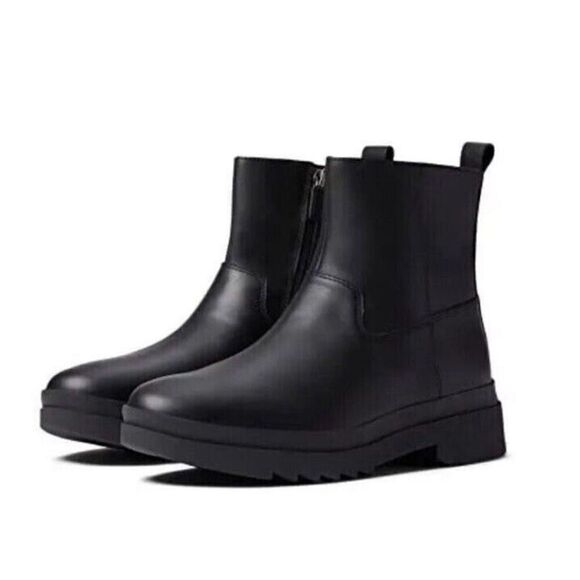 Eileen Fisher Floyd Black Leather Water Resistant Bootie NWOB Size 7 1/2 - Picture 1 of 8